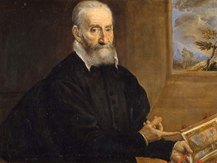 Portrait of Giulio Clovio Holding the Farnese Hours by El Greco art print