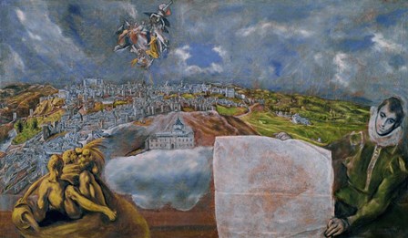 View and Map of Toledo by El Greco art print