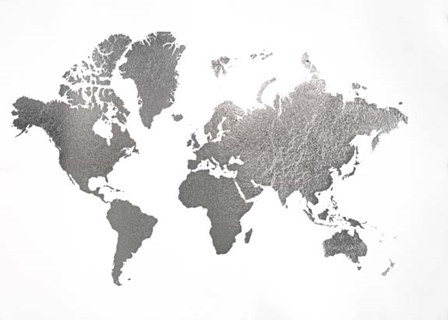 Silver Foil World Map - Metallic Foil by Jennifer Goldberger art print