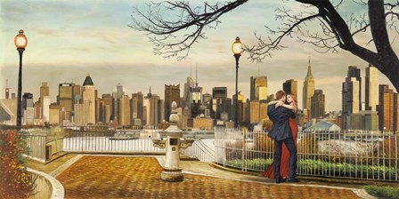 Lovers in New York by Pierre Benson art print