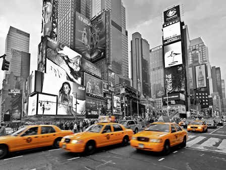 Taxis in Times Square, NYC by Vadim Ratsenskiy art print