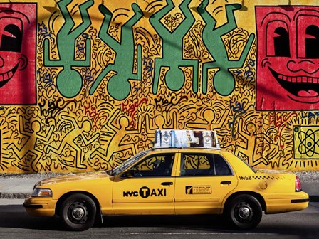 Taxi and Mural painting, NYC by Michael Setboun art print