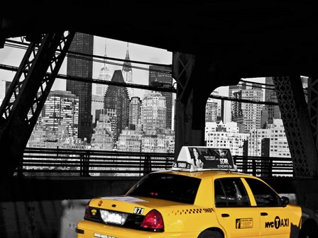 Taxi on the Queensboro Bridge, NYC by Michael Setboun art print