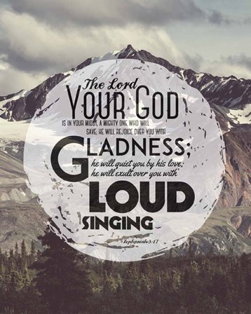 Zephaniah 3:17 The Lord Your God (Mountains 3) by Inspire Me art print