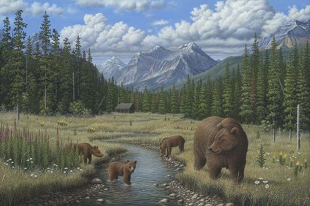 Checking Things  Out - Grizzlies by Robert Wavra art print