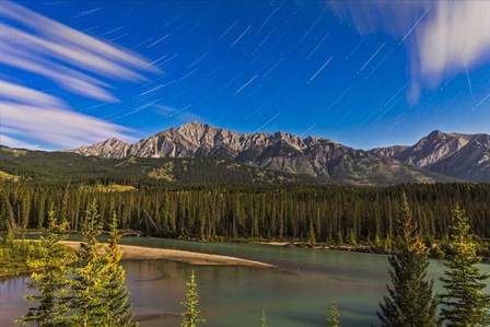 Star trails above the Front Ranges in Banff National Park, Alberta, Canada by Alan Dyer/Stocktrek Images art print