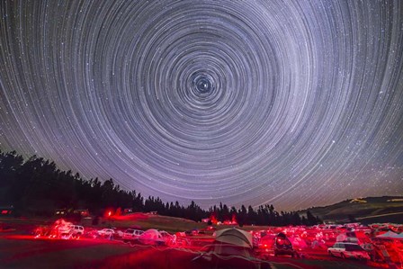 Circumpolar star trails above the Table Mountain Star Party by Alan Dyer/Stocktrek Images art print