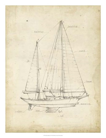 Sailboat Blueprint VI by Ethan Harper art print
