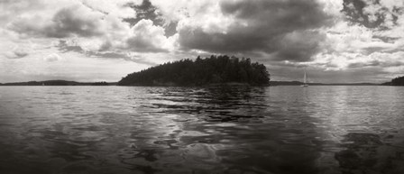 Island in the Pacific Ocean against cloudy sky, San Juan Islands, Washington State by Panoramic Images art print