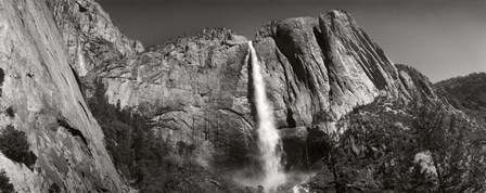 Water falling from rocks in a forest, Bridalveil Fall, Yosemite National Park, California by Panoramic Images art print