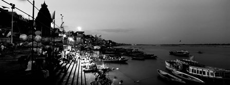 Varanasi, India (black &amp; white) by Panoramic Images art print