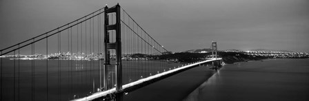 Golden Gate Bridge at Dusk, San Francisco, California BW by Panoramic Images art print