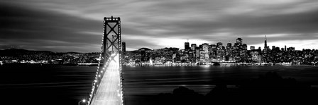 Bridge lit up at dusk, Bay Bridge, San Francisco, California by Panoramic Images art print