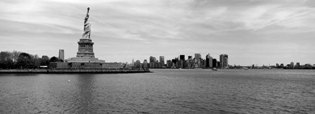 Statue Of Liberty with Manhattan skyline in the background, Ellis Island by Panoramic Images art print