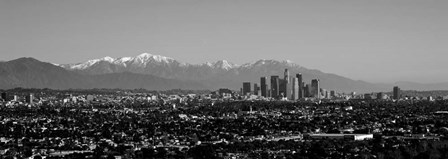 High angle view of a city, Los Angeles, California BW by Panoramic Images art print