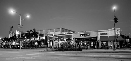 Night scene of Downtown Culver City, Culver City, Los Angeles County, California by Panoramic Images art print