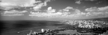 Skyscrapers at the waterfront, Honolulu, Oahu, Hawaii Islands by Panoramic Images art print