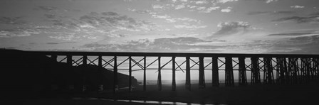 Silhouette of a railway bridge, Pudding Creek Bridge, Fort Bragg, California by Panoramic Images art print
