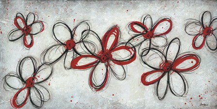 Mod Flowers in Red by Britt Hallowell art print