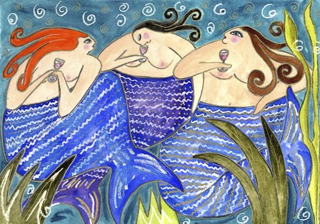 Big Diva Mermaid Wine Club by Wyanne art print
