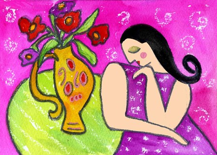 Big Shy Diva &amp; Flower Vase by Wyanne art print