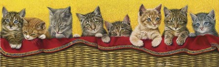 Eight Kittens In Basket by Janet Pidoux art print