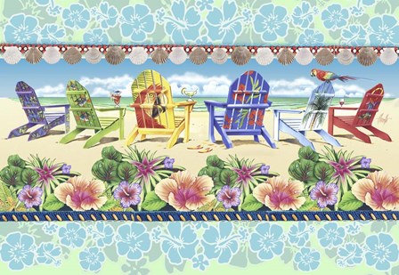 Coastal Chairs Floral by James Mazzotta art print
