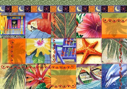 Tropical Quilt Mosaic by James Mazzotta art print