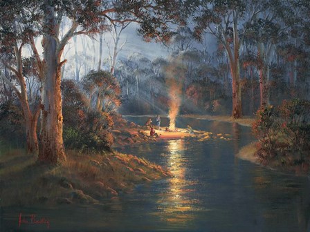 Megalong Creek Moonrise by John Bradley art print