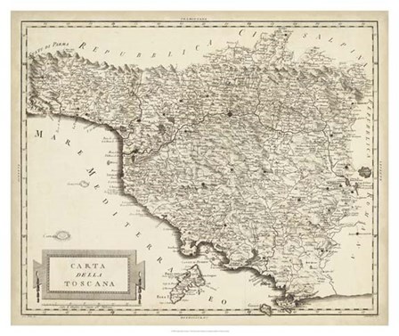 Antique Map of Tuscany art print