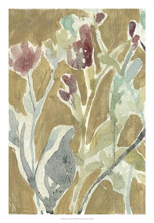 Flowers on Ochre I by Jennifer Goldberger art print