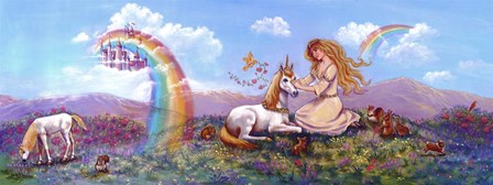 Princess And Unicorn Border by Judy Mastrangelo art print