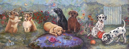 Puppies And Pond by Judy Mastrangelo art print