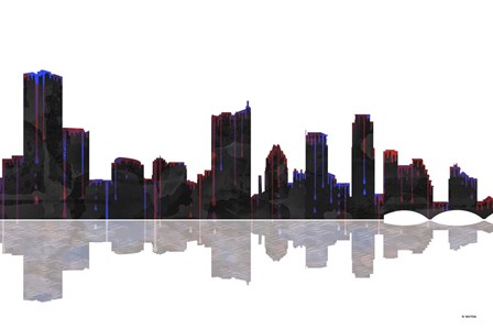 Austin Texas Skyline BW 1 by Marlene Watson art print