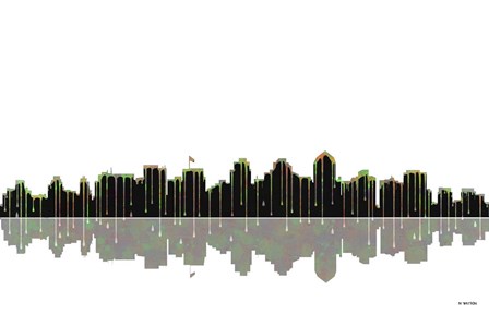 San Diego California Skyline BW 1 by Marlene Watson art print