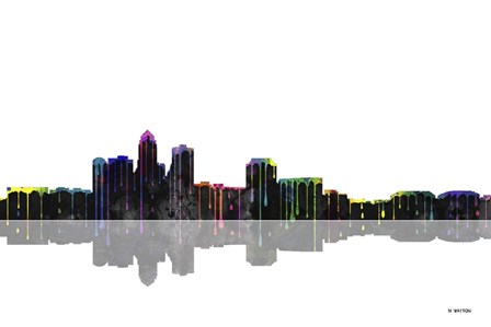 Des Moines Iowa Skyline BW 1 by Marlene Watson art print