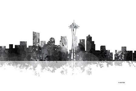 Seattle Washington Skyline BG 1 by Marlene Watson art print