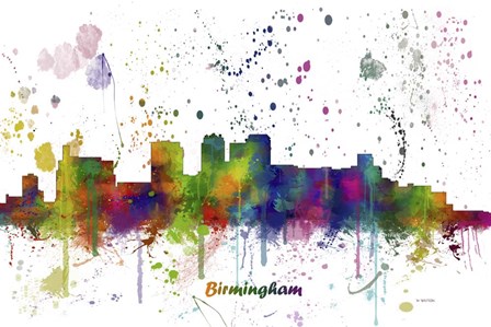 Birmingham Alabama Skyline Multi Colored 1 by Marlene Watson art print
