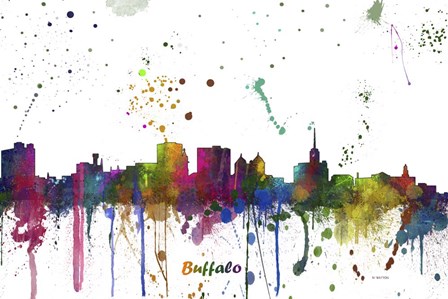 Buffalo New York Skyline Multi Colored 1 by Marlene Watson art print