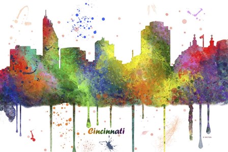Cincinnati Ohio Skyline Multi Colored 1 by Marlene Watson art print