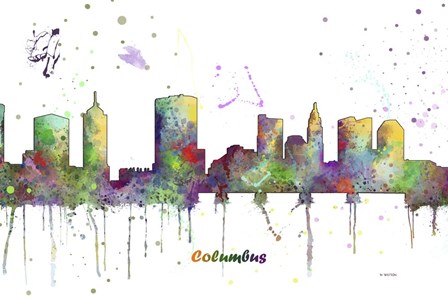 Columbus Ohio Skyline Multi Colored 1 by Marlene Watson art print