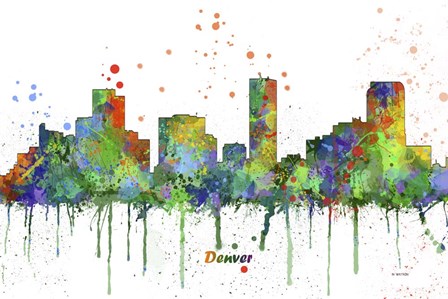 Denver Colorado Skyline Multi Colored 1 by Marlene Watson art print