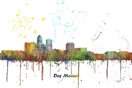 Des Moines Iowa Skyline Multi Colored 1 by Marlene Watson art print