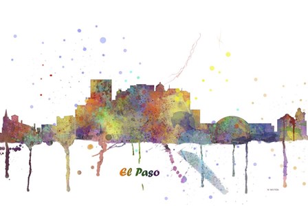 El Paso Texas Skyline Multi Colored 1 by Marlene Watson art print