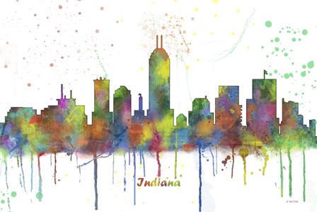 Indianapolis Indiana Skyline Multi Colored 1 by Marlene Watson art print