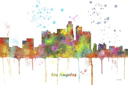 Los Angeles California Skyline Multi Colored 1 by Marlene Watson art print
