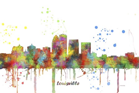 Louisville Kentucky Skyline Multi Colored 1 by Marlene Watson art print