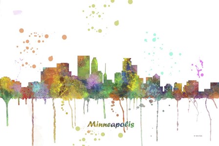 Minneapolis Minnesota Skyline Multi Colored 1 by Marlene Watson art print