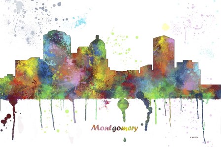 Montgomery Alabama Skyline Multi Colored 1 by Marlene Watson art print