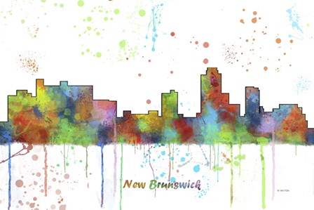 New Brunswick New Jersey Skyline Multi Colored 1 by Marlene Watson art print